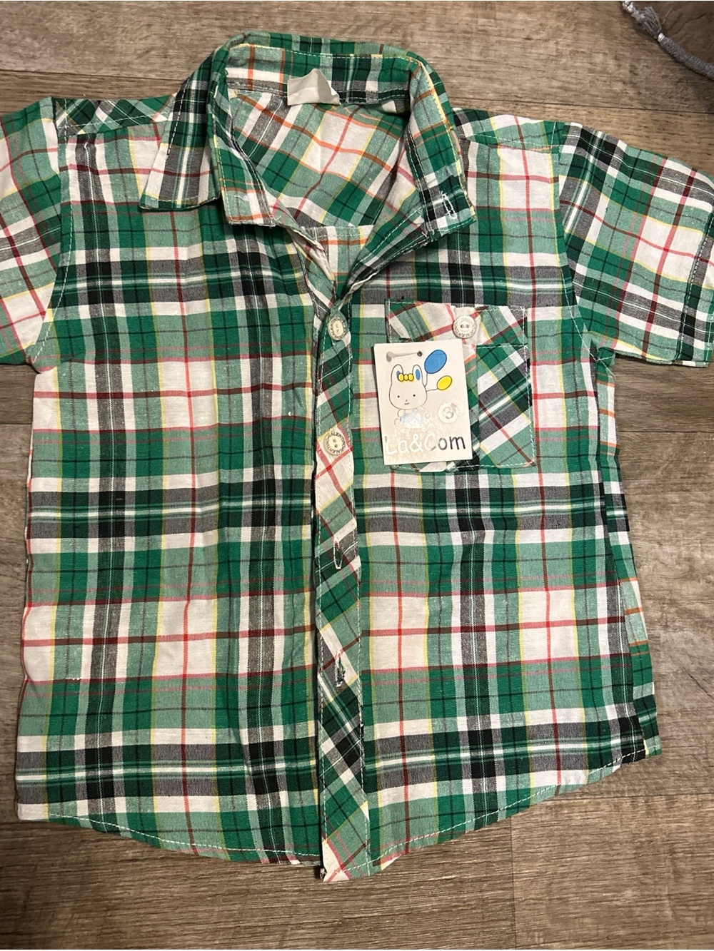 Source Unknown Green Plaid Short-Sleeve Button-Down Shirt